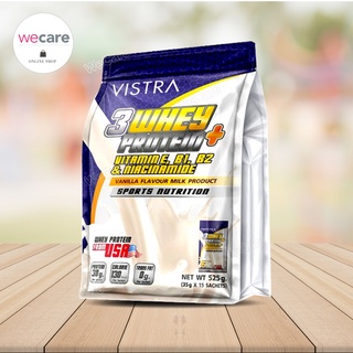 Vistra 3 Whey Protein Plus Vanilla 525กรัม (15ซอง) วิสทร้า 3 เวย์ โปรตีน พลัส