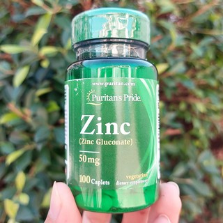 ซิงค์ กลูโคเนต Zinc (Zinc Gluconate) 50 mg 100 Caplets (Puritans Pride®)