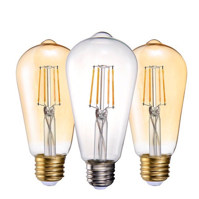 หลอดไฟวินเทจ หลอด ST64 LED E27 Filament ฟิลาเมนต์ ทรงเอดิสัน 4w แสงวอร์มไวท์