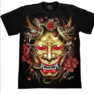 เสื้อ Rock Chang HD123 - The fearsome Hannya เสื้อ cotton 100%  เสื้อวินเทจ เสื้อยืดลาย