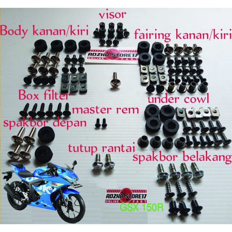 Suzuki GSX 150R น็อตตัวถังครบชุด/สลักเกลียวเต็มตัว Suzuki GSX 150