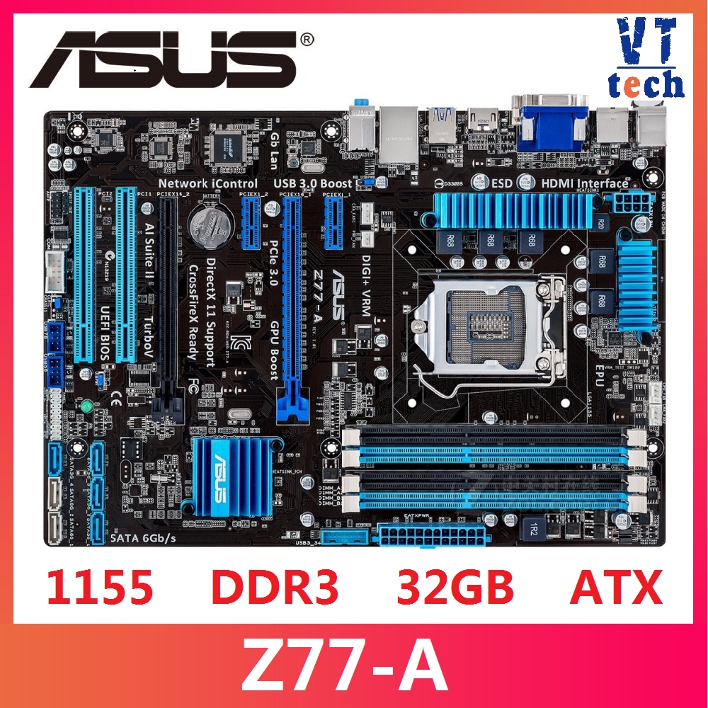 ASUS Z77-A เมนบอร์ดเดสก์ท็อป Z77 ซ็อกเก็ต LGA 1155 i3 i5 i7 DDR3 32G ATX UEFI BIOS ใช้เมนบอร์ดบน