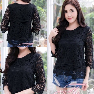 ลดกระหน่ำ‼️เสื้อลูกไม้สีดำ อก40/42/44