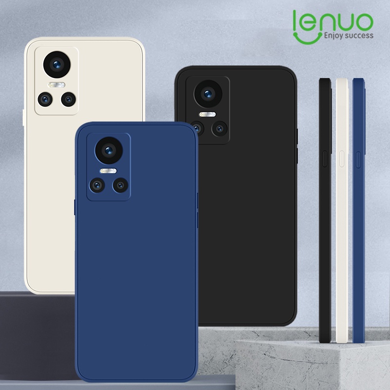 Lenuo เคสโทรศัพท์ ซิลิโคนนิ่ม ขอบตรง กันกระแทก สีแคนดี้ สําหรับ Realme GT Neo 3 – โปรปัง