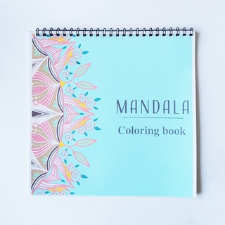 พร้อมส่ง สมุดระบายสี ลายดอกไม้ mandala ขนาด 21x21 ซม. สําหรับผู้ใหญ่