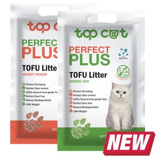 Topcat Perfect Plus ทรายเต้าหู้ 6 ลิตร HoneyPeach  1ถุง Greentea  1 ถุง