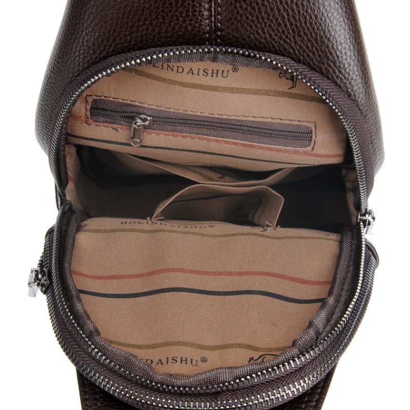 กระเป๋าหนังคาดหน้าอกแฟชั่นผู้ชายหนัง cowhide กระเป๋าผู้ชายแนวทแยง tide chest bag