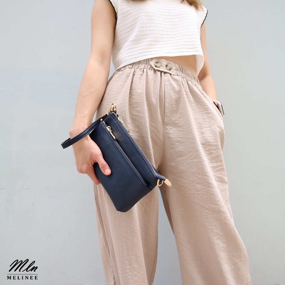 MLN bags กระเป๋าสะพายข้างผู้หญิง รุ่น Chriss (mini) มีสามช่อง มีสายคล้องมือ ใส่มือถือได้