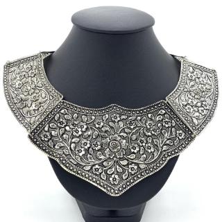 Vintage jewelry คอเงินโบราณ โบราณ ดอกไม้อีสานครอง ล้านนาไทยสร้อยคอ