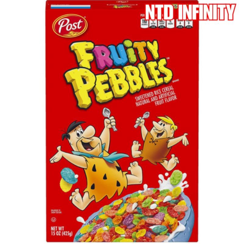 นำเข้า🇺🇸Post Fruity Pebbles, Gluten Free Breakfast Cereal,11oz (425g) กล่องใหญ่ ซีเรียล กลิ่นผลไม้รว