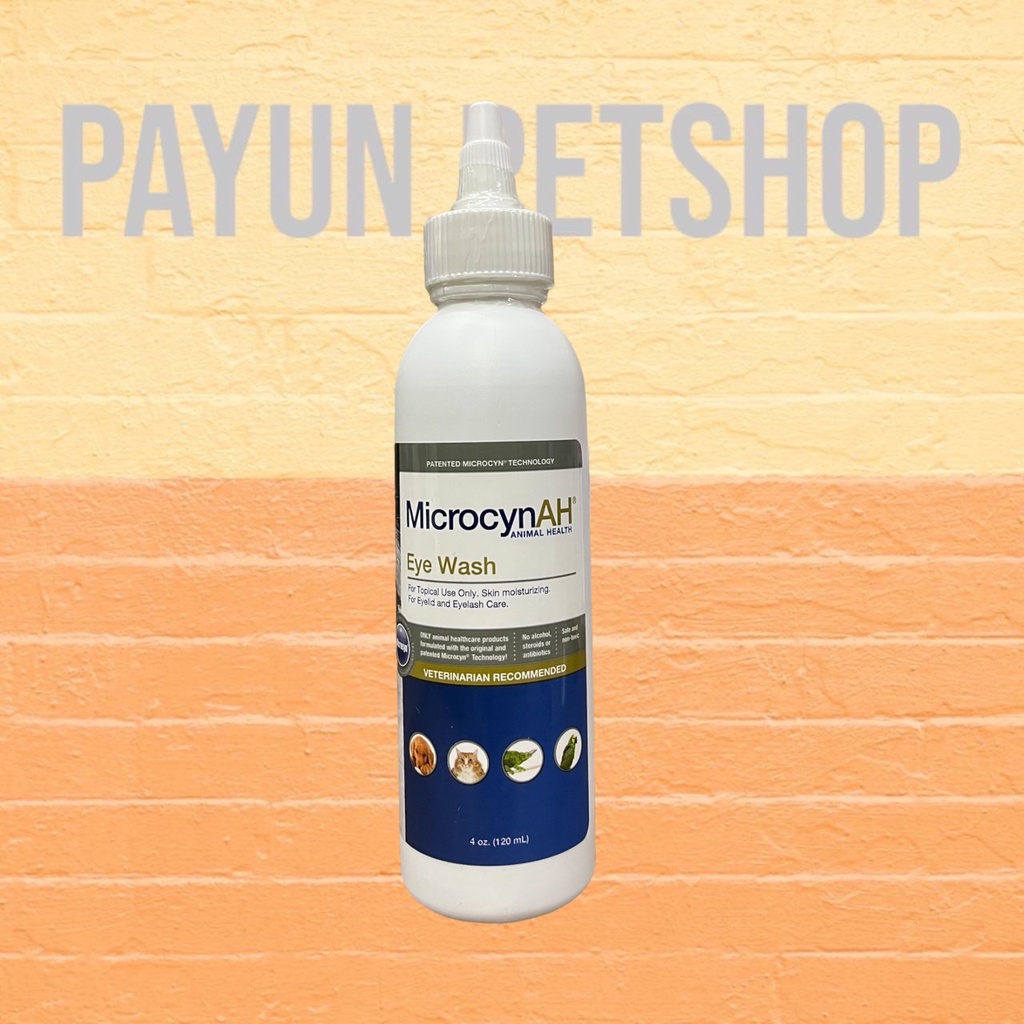 Microcyn ​AH Eye​ Wash 120ml.ช่วยบำรุงและทำความสะอาดผิวรอบดวงตา​สำหรับสัตว์​เลี้ยง