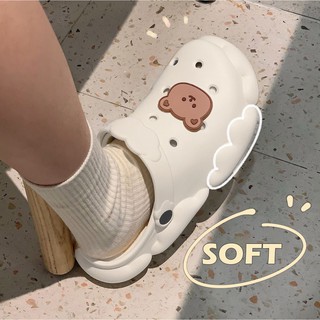 Fshoes 🍄 ✨ความโป๊ะเป็นศูนย์ 💥รองเท้าเเตะแบบสวมทรงก้อนเมฆ☁️ กับ น้องหมี🐻พร้อมสายคาดปุยเมฆน่ารักไปอี๊กกกก🥰