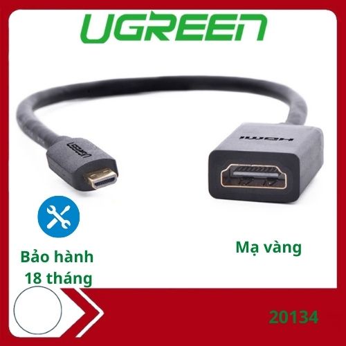 สายแปลง Micro HDMI to HDMI ชุบทอง Ugreen ของแท้ 20134 ยาว 20 ซม.