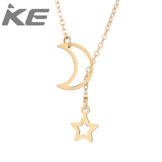 Simple Moon Star Necklace Alloy Long Star Pendant Womens for girls for women low price