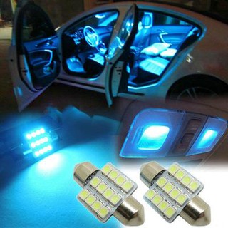 หลอดไฟโคมไฟสีฟ้า 12 SMD สำหรับติดภายในรถยนต์