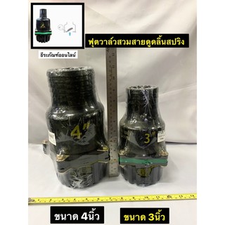 หัวกะโหลกสวมสาย มีขนาด 3นิ้ว กับ 4 นิ้ว ฟุตวาล์วสวมสาย PVC  ลิ้นสปริง สีดำ ยี่ห้อ Red Hand