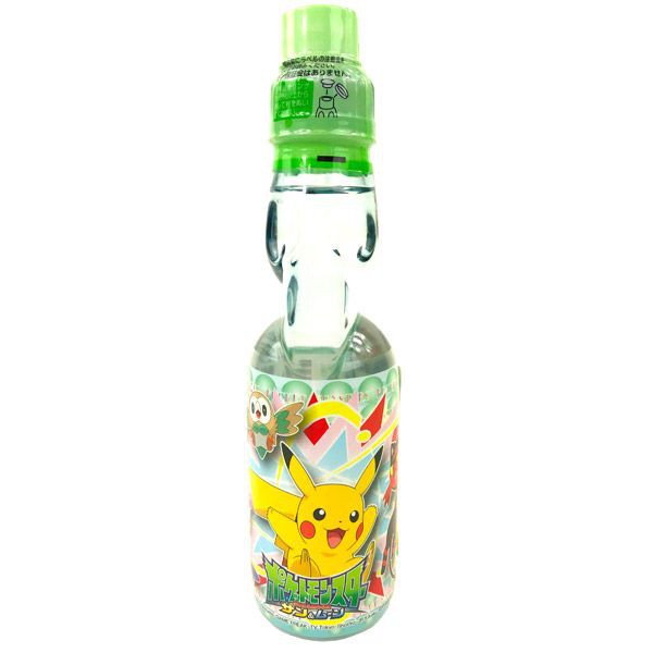 Pokemon Ramune Japanese Soda Drink (ฝาลูกแก้ว) เครื่องดื่ม น้ำหวานโซดา ลายโปรเกมอน (ขวดแก้ว200ml)