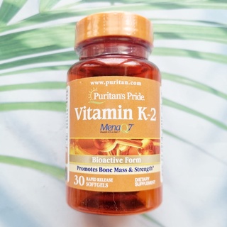 Vitamin K-2 (MenaQ7®) 100 mcg 30 Softgels ( Puritans Pride®) วิตามินเคทู K2 ป้องกันกระดูกพรุน บำรุงหลอดเลือด