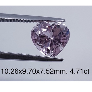 4.71 ct คุนไซต์ แท้ ธรรมชาติ Natural Kunzite spodumene Heart Shape Loose Gemstone For Fine Jewelry