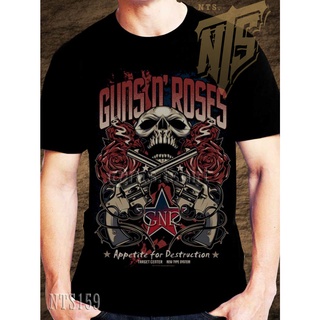 เสื้อยืดคอกลม 159 GNR Guns n Roses ROCK เสื้อยืด เสื้อวง เสื้อดำ สกรีนลายอย่างดี ผ้าหนานุ่ม ไม่หดไม่ย้วย  T SHIRT