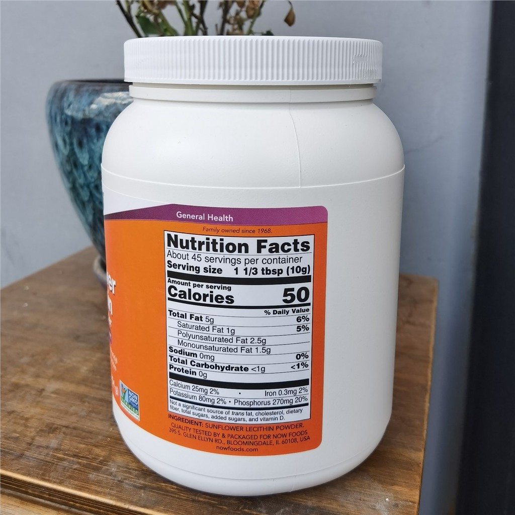 ☈Now Foods Sunflower Lecithin Sunflower Lecithin Powder 454g