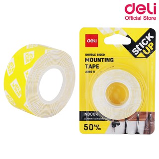 Deli A35011 Double sided Mounting Tape เทปกาว 2 หน้า ขนาด 25.4mm x 1.5m (แพ็ค 1 ชิ้น) เทปโฟมกาวสองหน้า กาว กาวสองหน้า