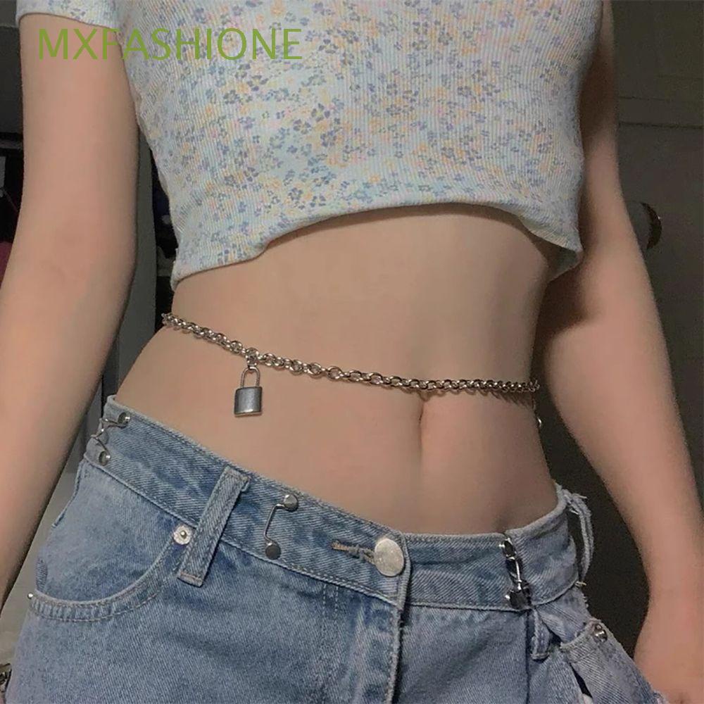 Mxfashione สร้อยคอโซ่จี้สายโซ่สไตล์ฮิปฮอปวินเทจสําหรับผู้หญิง