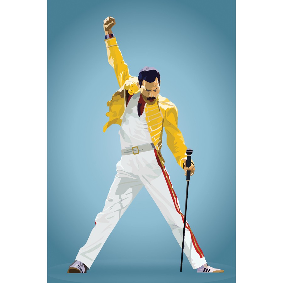 โปสเตอร์ วง ควีน Queen Freddie Mercury เฟรดดี เมอร์คูรี วงร็อก Rock Music Band Poster รูปภาพ ภาพถ่าย