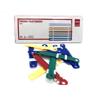 Deli 5548 Prong Fasteners ลิ้นแฟ้มพลาสติก สีสันสดใส แพคกล่อง 50 ชิ้น มี 5 สี ลิ้นแฟ้ม ลิ้นแฟ้มพลาสติก แฟ้ม ที่ใส่เอกสาร