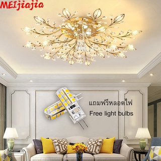 MEIJIAJIA (หลอดไฟฟรี) โคมไฟเพดานคริสตัลสำหรับห้องรับประทานอาหารที่ทันสมัยเรียบง่ายห้องนั่งเล่นห้องนอนโคมไฟเพดาน