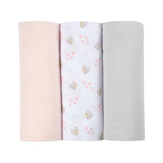 BEABA ผ้าอ้อมเอนกประสงค์ Pack of 3 Muslin Organic Cotton - Swan Pink