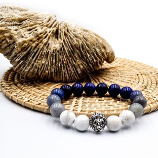 กำไลข้อมือหินแท้ Howlite + Blue Aventurine + Lapis Lazuli ขนาด 10 มิล