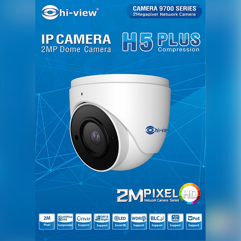 Hi-view รุ่น HP-97D20PE กล้องวงจรปิด CCTV ระบบ IP Camera 2 ล้านพิกเซล PoE - Mic - SD Card 128GB สำหรับภายใน