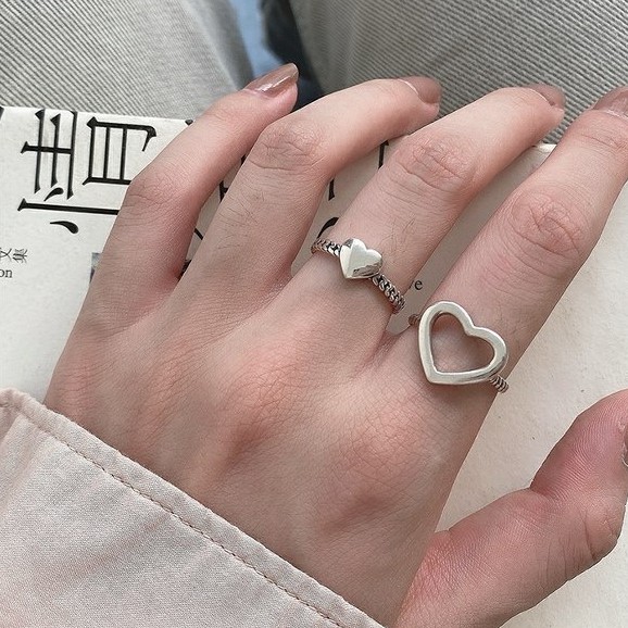 S925 พร้อมส่ง แหวนรูปหัวใจเงิน Silver 925