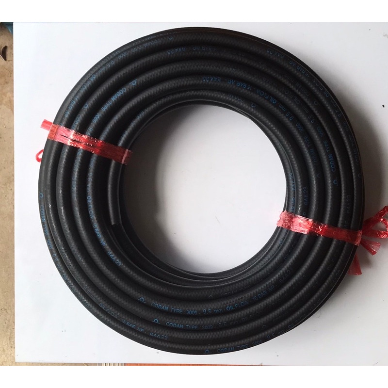 สายน้ำมัน รู9.5มิล3/8 ใช้กับเบนซิน ดีเซล CNG/LPG มีใยถัก(แบ่งขายเป็นเมตร)