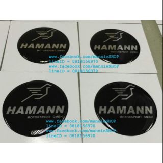 สติ๊กเกอร์ เทเรซิ่นนูนอย่างดี วงกลม คำว่า HAMANN MOTORSPORT GMBH ติดรถ แต่งรถ HAMAN BMW ติดดุมรถ ดุมรถ sticker สวย