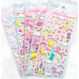 สติ๊กเกอร์นูนยูนิคอร์น Unicorn Pastel