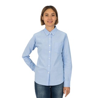 Han&amp;Co.Oxford Shirt Long Sleeve-Blue เสื้อเชิ้ตแขนยาวสีBlue(สีฟ้า) (Women)