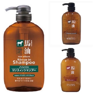 🇯🇵พร้อมส่ง🇯🇵Kumano Horse Oil Non Silicon Shampoo แชมพูและครีมนวดผม สูตรน้ำมันม้าไม่ใส่ซิลิโคน ปริมาณ 600 ml