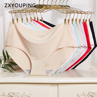 Zxyouping กางเกงชั้นใน ผ้าเรยอน ไร้รอยต่อ บางพิเศษ สีแคนดี้ เอวกลาง พลัสไซซ์ เซ็กซี่ สําหรับผู้หญิง M-XXL