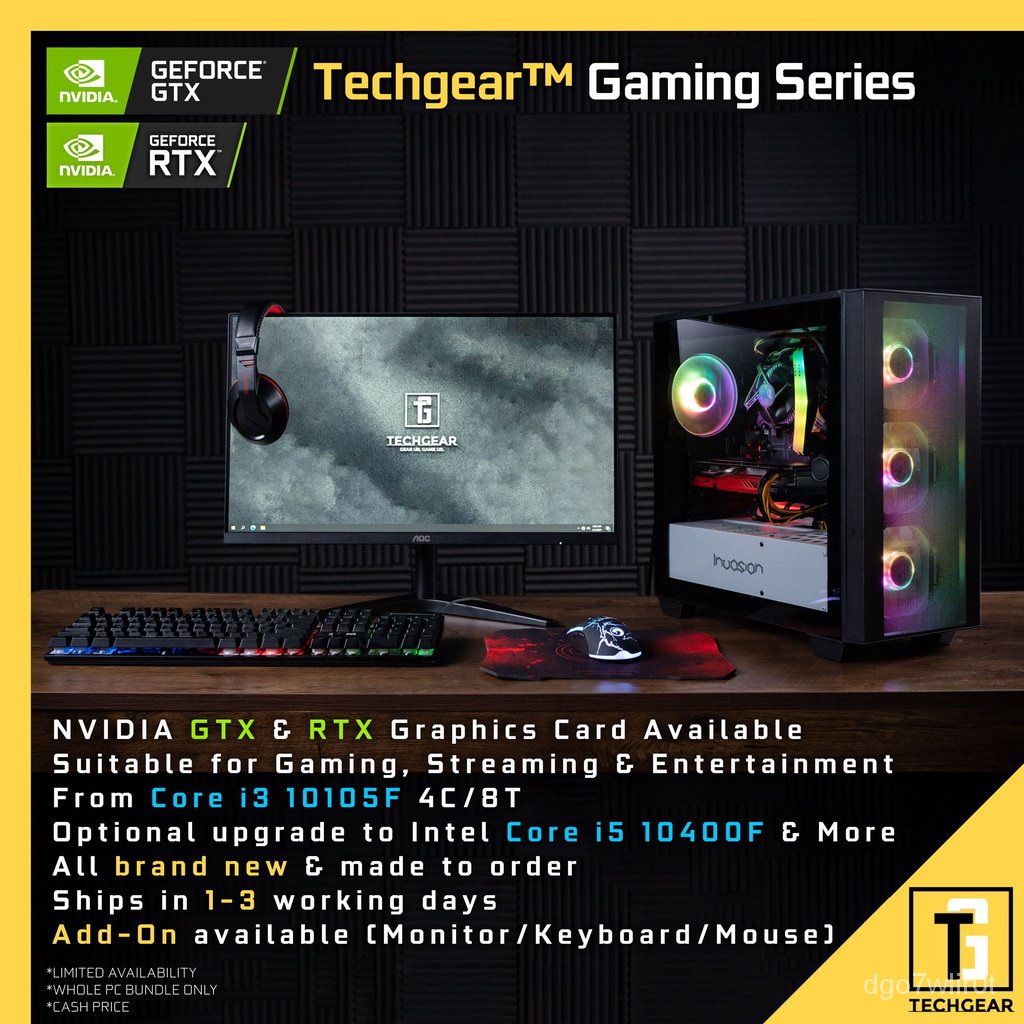 Techgear Gaming Series Custom Build Pc Budget Gaming Pc Cpu Desktop Computer Editing Workstation Gaming Desktop rj Shopee Thailand