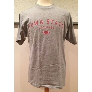 เสื้อยืดผ้าฝ้ายพิมพ์ลาย เสื้อยืดผ้าฝ้าย แขนสั้น คอกลม พิมพ์ลาย Vtg Iowa State Cyclones Football 80S 90S สีเทา สไตล์วินเท