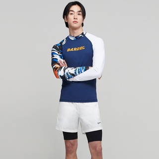 [ผช] เสื้อว่ายน้ำ ชาย แขนยาว Move Pattern Rashguard Top ( OceanWave-Blue ) Barrel GG.SWIMWEAR