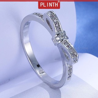 PLINTH แหวนเงินแท้ 925 เพชรโบว์แฟชั่นน่ารัก1140