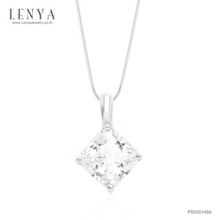 Lenya Jewelry จี้ ETERNAL ประดับ SWAROVSKI ZIRCONIA ตัวเรือนเงินแท้ชุบทองคำขาวแท้