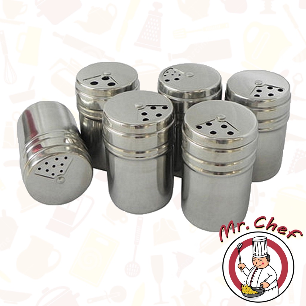 Mr.Chef [พร้อมส่ง] ขวดใส่เครื่องปรุงสแตนเลส กระปุกเครื่องปรุงแสตนเลส สำหรับใส่พริกไทย น้ำตาล เกลือ