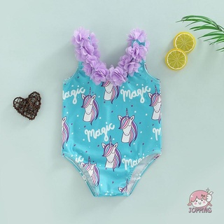 JOP7-Kids Girls One-piece Bikini, Elastic Sleeveless Animal Print Swimsuit for Summer Beach