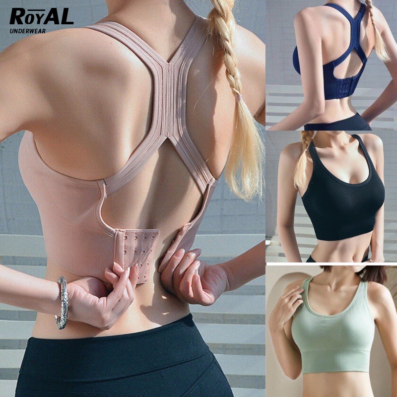 ลดล้างสต๊อก royal Sport Bra สปอร์ตบราผ้าทอเนื้อแน่น ทรงสวย กระชับหน้าอก มีฟองน้ำ ชุดออกกำลังกาย BBB164