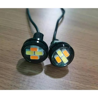 ใหม่ 23MM Hawkeye  4SMD สีขาว + สีเหลืองคู่สี Hawkeye ไฟเลี้ยวสัญญาณย้อนกลับรถจักรยานยนต์พิเศษ