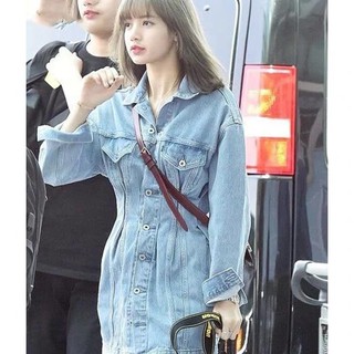 blackpink LISA เสื้อแฟชั่นผู้หญิง women กระโปรงยีนส์ denim jacket แจ็คเก็ต blue เสื้อยืด oversize ชุดเดรส